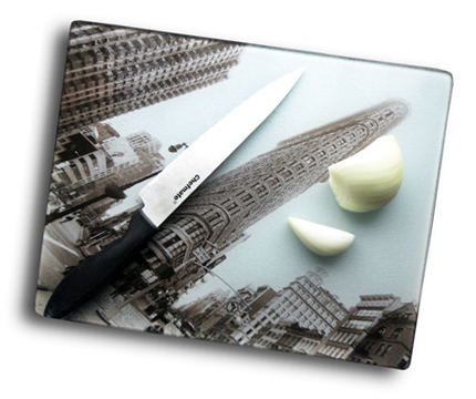 Flat Iron Building Tempered Glass Cutting Board